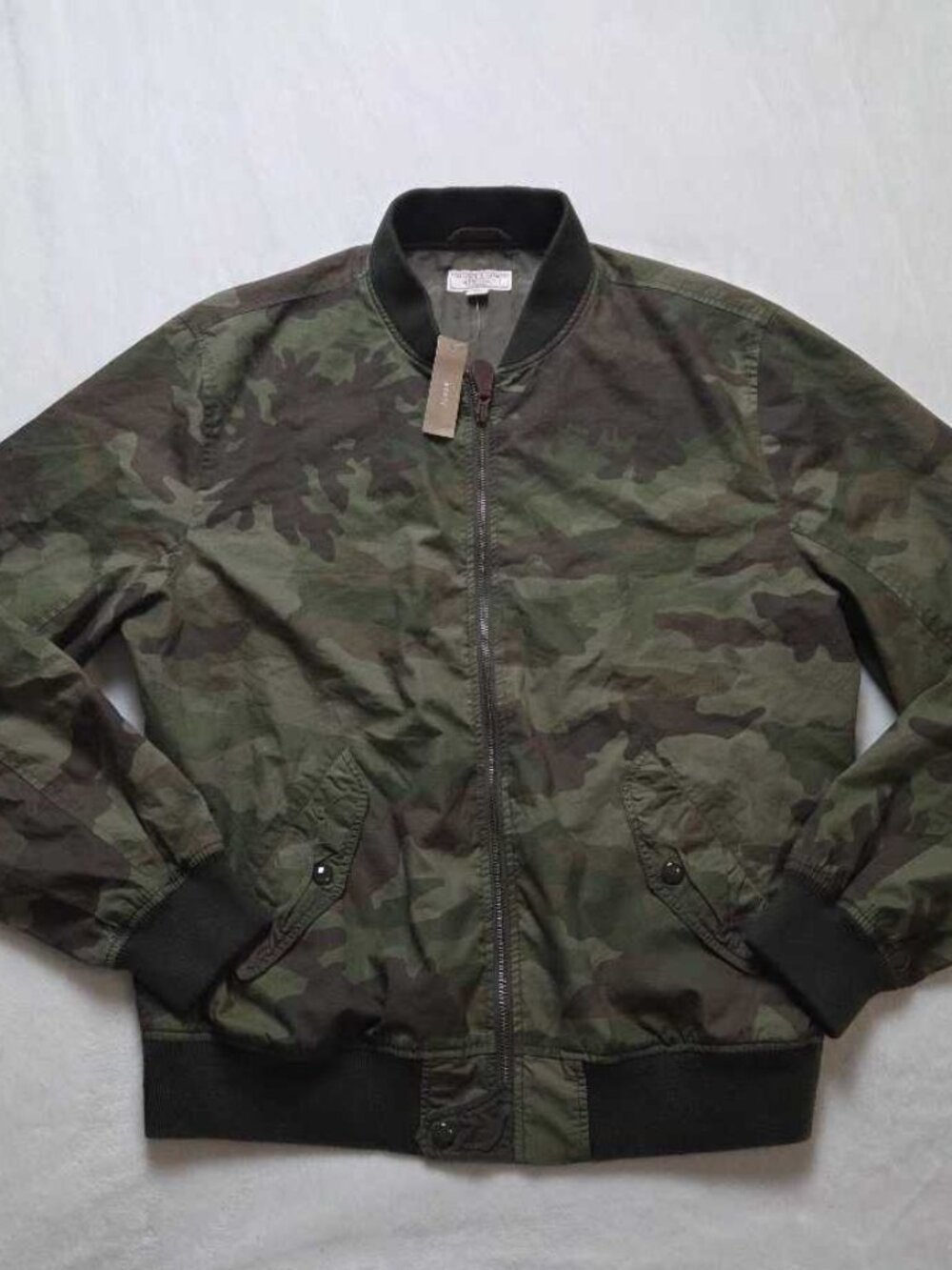 New men's L J.Crew Wallace & Barnes camo MA-1 camouflage bomber jacket